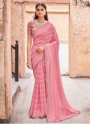 Dazzling Weaving Pink Weight Less Contemporary Style Saree