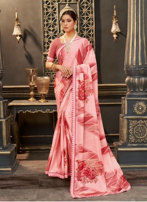 Delightful Printed Pink Fancy Fabric Trendy Saree