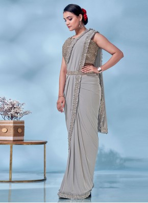 Delightsome Sequins Imported Grey Saree