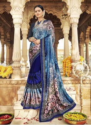 Demure Blue Art Silk Trendy Saree