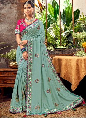 Demure Embroidered Wedding Traditional Saree