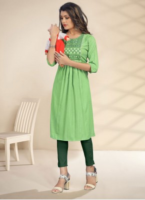 Deserving Embroidered Green Party Wear Kurti