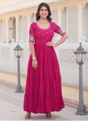 Deserving Faux Georgette Readymade Trendy Gown