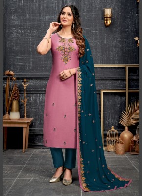 Deserving Pant Style Suit Thread Work in Silk Blend
