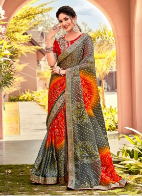 Designer Chiffon Contemporary Saree in Multi Colour