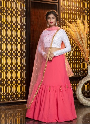 Designer Lehenga Choli Plain Georgette in Pink