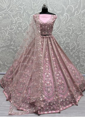 Designer Lehenga Choli Sequins Net in Pink