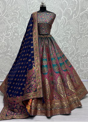 Designer Lehenga Choli Weaving Banarasi Silk in Multi Colour