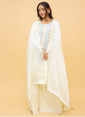Designer Salwar Kameez Thread Georgette in White