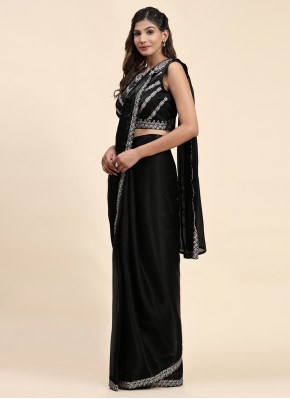 Designer Saree Border Satin Silk in Black