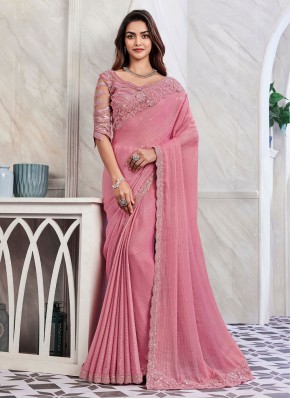 Designer Saree Border Silk in Rose Pink