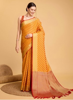 Designer Saree Jacquard Work Patola Silk  in Yellow