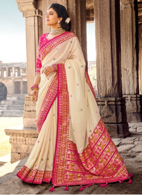Designer Saree Weaving Banarasi Silk in Off White