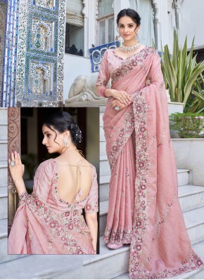 Designer Saree Zari Silk in Pink