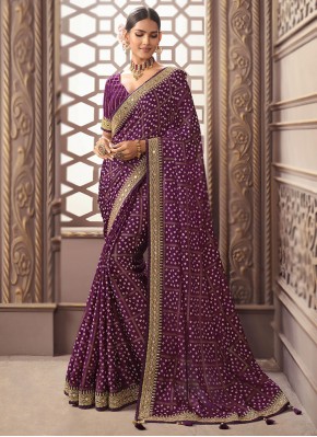 Designer Saree Zari Silk in Purple