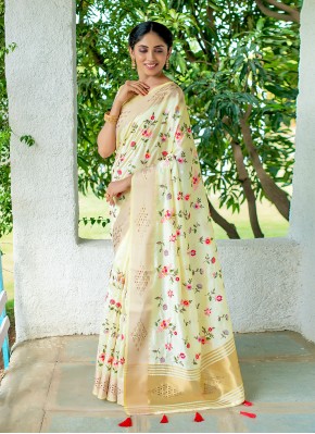 Designer Traditional Saree Embroidered Silk in Yellow