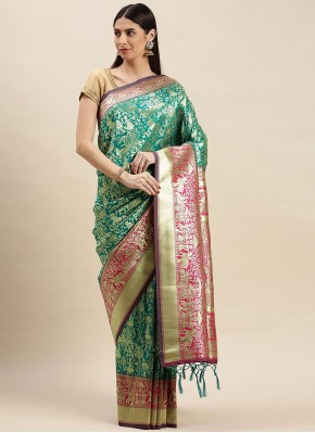 Designer Traditional Saree Weaving Banarasi Silk in Rama
