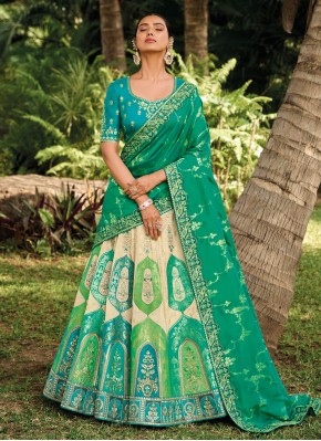 Desirable Embroidered Banarasi Silk Trendy Lehenga