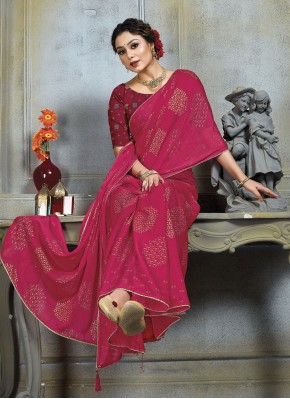 Desirable Embroidered Pink Classic Saree