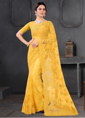 Dignified Yellow Resham Trendy Saree