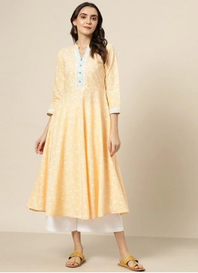 Distinctively Lace Blended Cotton Casual Kurti