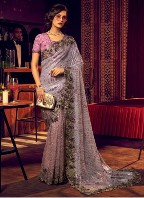 Divine Embroidered Purple Saree