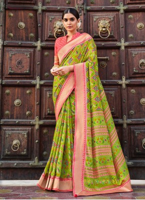 Elegant Brasso Green Designer Traditional Saree