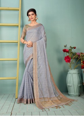 Elegant Grey Traditional Saree