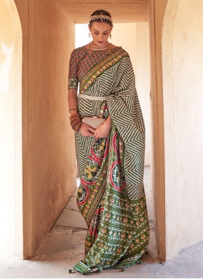 Elegant Weaving Patola Silk  Multi Colour Contemporary Saree