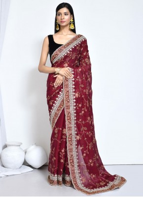 Enchanting Sequins Satin Silk Trendy Saree