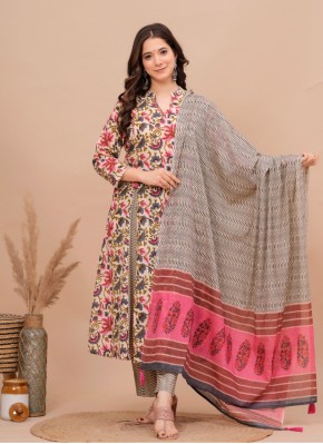 Enthralling Digital Print Multi Colour Cotton Salwar Suit