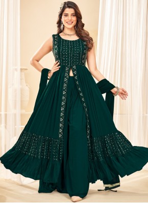 Entrancing Designer Ready made Palazzo Dress Sequins Work in Chiffon