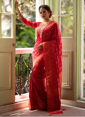 Epitome Red Weaving Traditional Saree