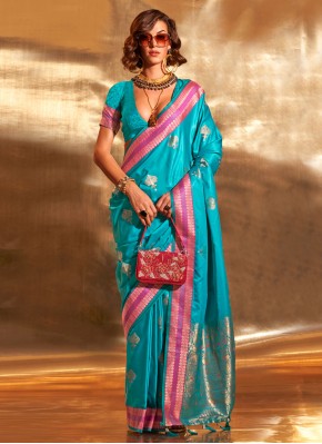 Especial Handloom silk Firozi Weaving Classic Saree