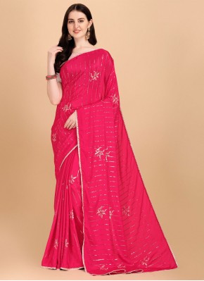 Ethnic Lace Pink Fancy Fabric Classic Saree