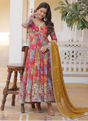 Ethnic Sequins Multi Colour Silk Gown