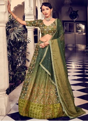 Exciting Green Zari Silk Designer Lehenga Choli