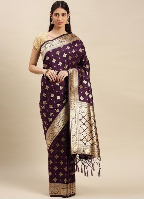 Exciting Purple Weaving Banarasi Silk Designer Traditional Saree