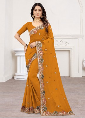 Exciting Stone Mustard Traditional Saree