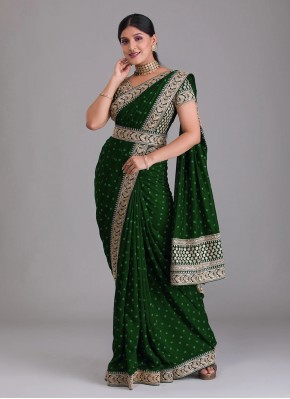 Exciting Zari Dupion Silk Green Trendy Saree