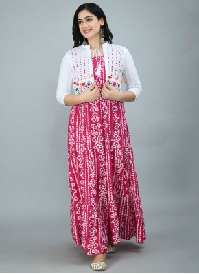 Exquisite Printed Rayon Readymade Gown