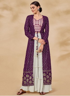 Exquisite Sequins Purple Georgette Readymade Salwar Suit