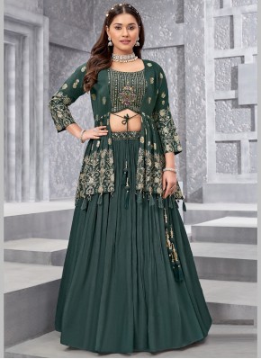 Eye-Catchy Pure Georgette Jacket Style Lehngha Choli for Ceremonial
