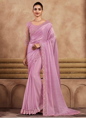 Eye-Catchy Silk Pink Classic Saree