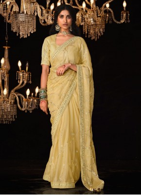 Fancy Fabric Classic Saree in Yellow
