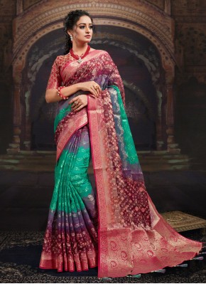 Fancy Fabric Designer Saree in Multi Colour