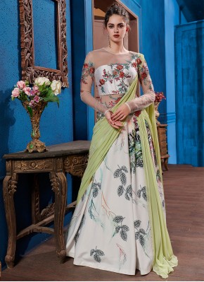 Fancy Fabric Embroidered Multi Colour Designer Gown