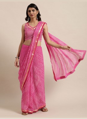 Fancy Faux Georgette Classic Saree in Pink