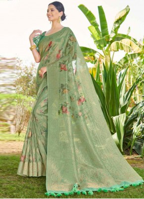 Fancy Silk Classic Designer Saree in Sea Green