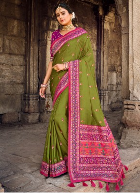 Fantastic Banarasi Silk Green Weaving Traditional Saree